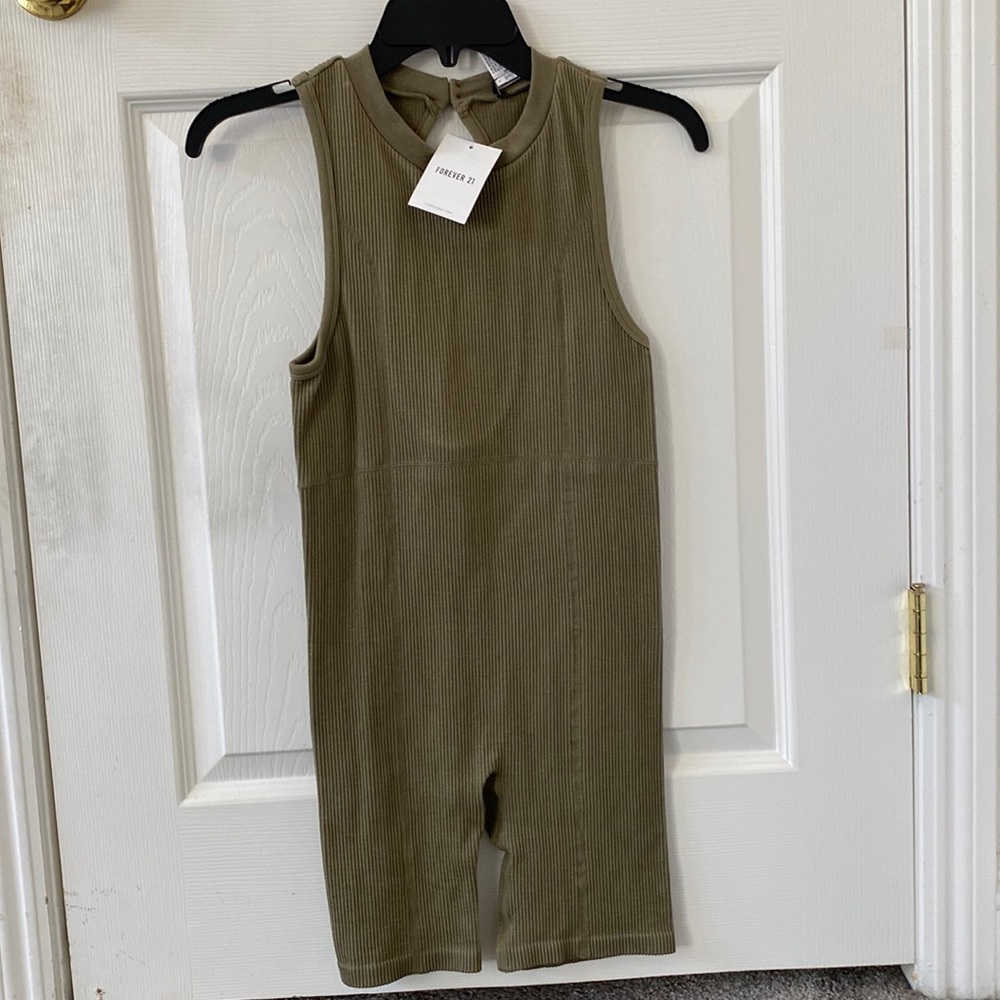 ribbed olive green romper